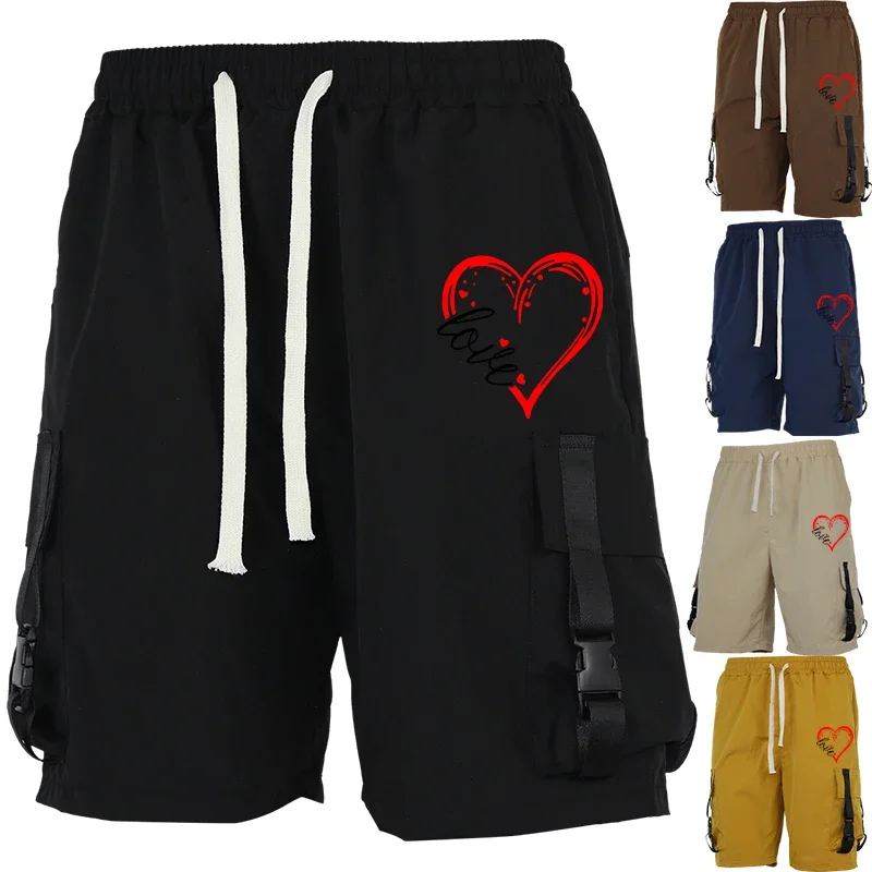 

Неэластичные однотонные мужские повседневные шорты стандартного кроя с несколькими карманами и карманами, украшение из ленты, модный Poise