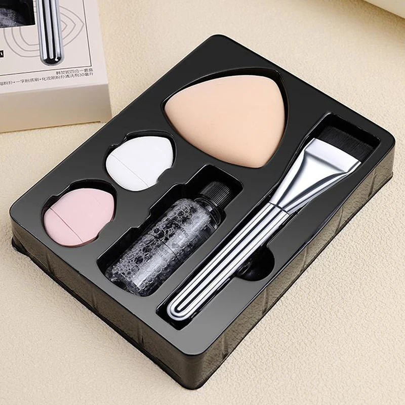 Dreieck Schwarz Make-Up Puff 7 Teile/satz Flachkopf Foundation Pinsel Reiniger Mini Finger Schwamm Concealer Air Kissen Werkzeug