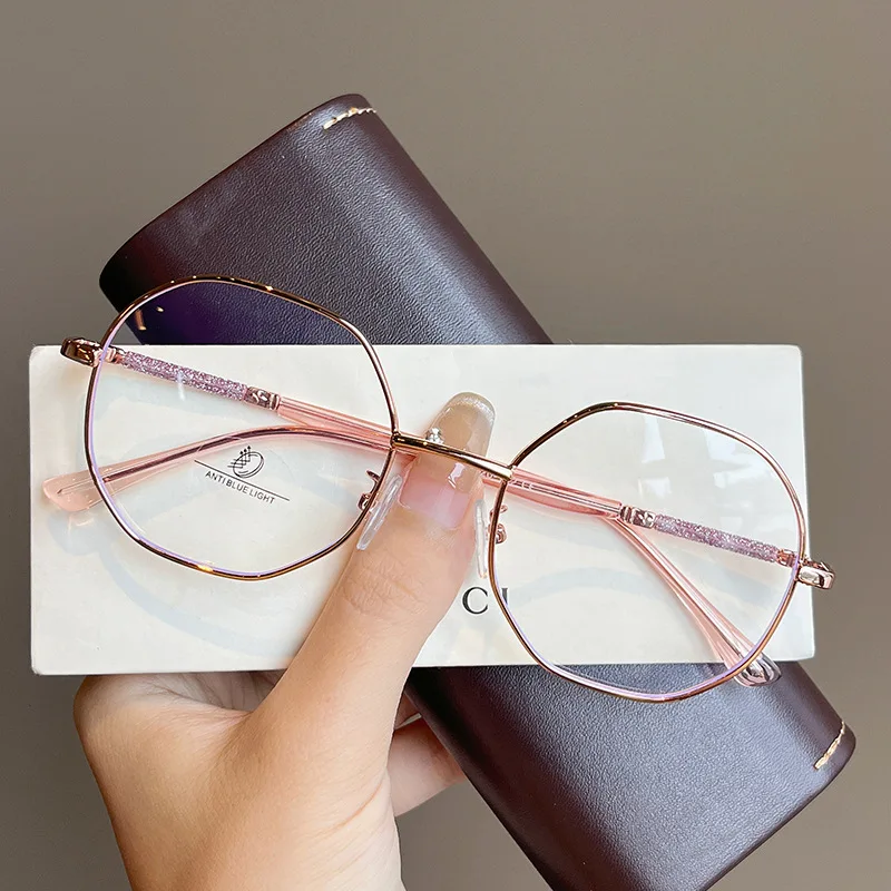 Polygon Shape Men's Eyeglasses Frame Korean Style Anti Blue Light Women's Glasses Office Computer Woman Glass Frames