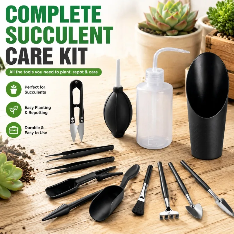 Black‑series Succulent Gardening Tool Set Indoor‑plant Repotting Horticultural Kit Practical Home‑cultivation Accessory Multi