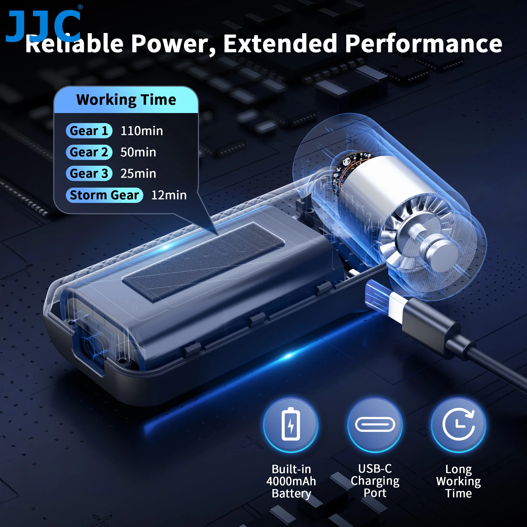 JJC Handheld Mini Turbo Air Blower Power Air Duster 3-Gear Adjustable Dust Blower for Computer Keyboard Car Home Cleaning Kit