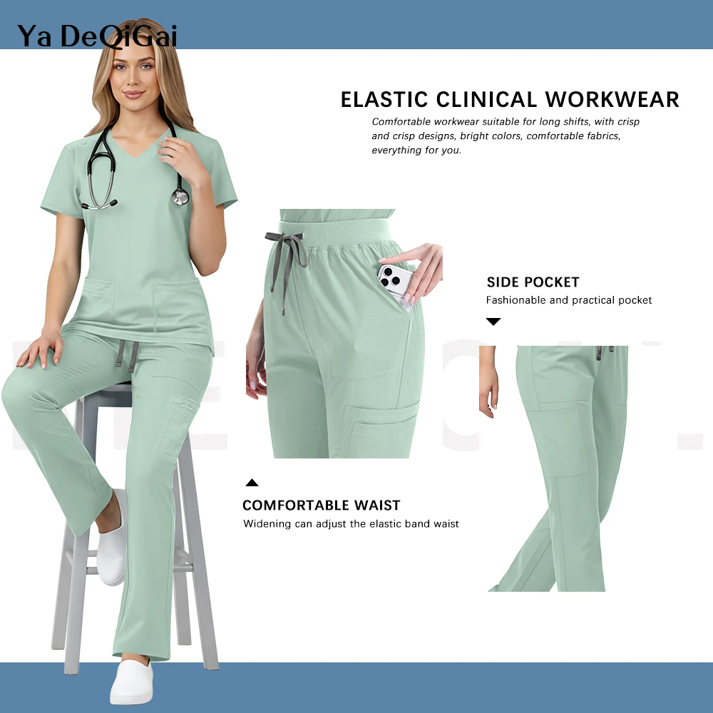 Nuevo Conjunto Mayorista de Uniformes Médicos para Enfermeras, Trajes de Hospital, Ropa de Trabajo para Dentistas y Doctores, Sets de Trabajo para Spa y Belleza, Artículos de Enfermería, Blusa y Pantalones Quirúrgicos