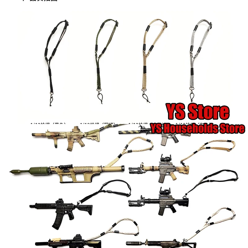 3/2mm 폭 1/12 인형 병사 소총 일체형 총줄 장난감 액세서리 미니 군용 스트랩 6인치 액션 피규어 장면 장식용