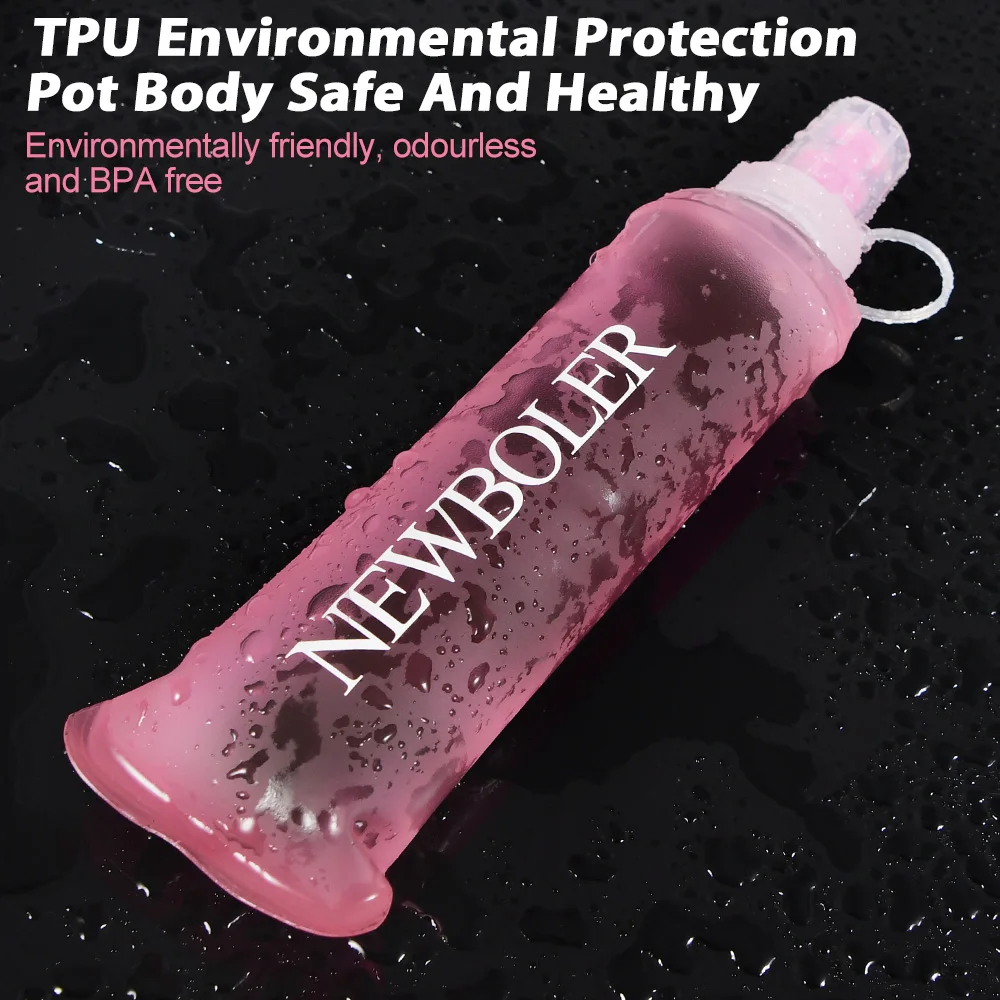 NEWBOLER 500ML Water Bottle TPU Folding Soft Flask Sport Water Bottle Water Bag Collapsible Water Bottle Running Camping Hiking