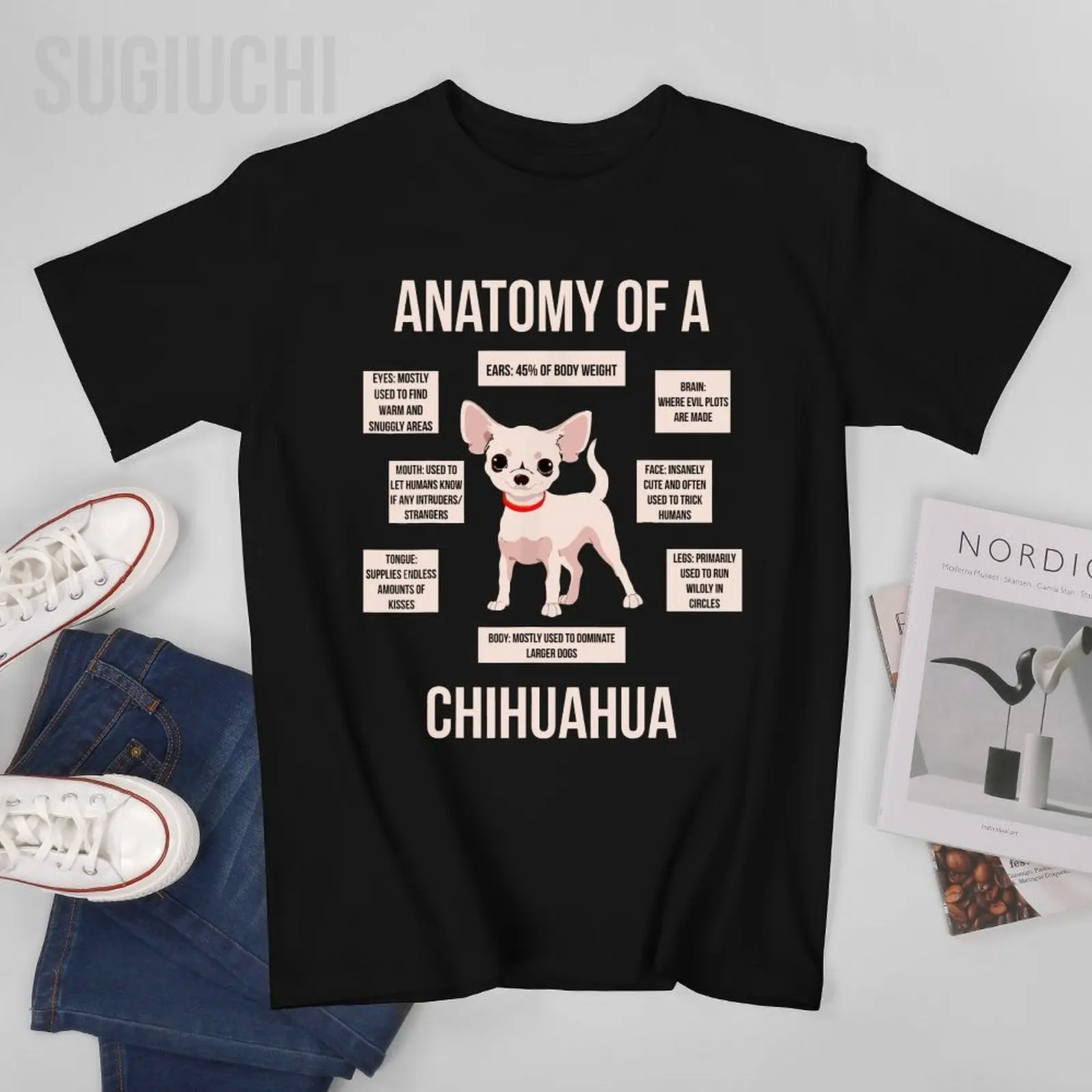 

Unisex Men Anatomy Of A Chihuahua T-Shirt Funny Puppy Gift Tshirt Tees T Shirts Women Boys 100% Cotton T-Shirt