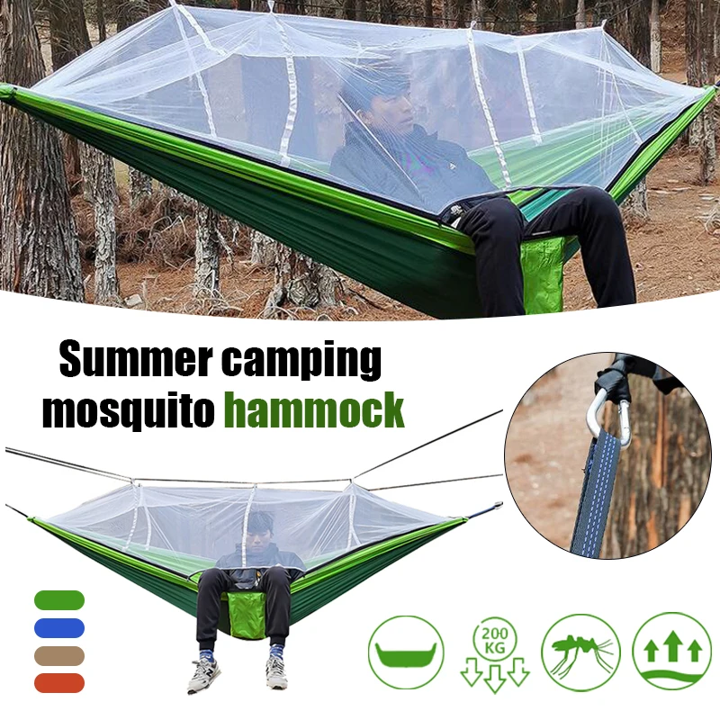 Lightweight Outdoor Travel Camping Tent Hanging Hammock With Mosquito Net Awning Waterproof Hanging Swing Canopy 210T Nylon