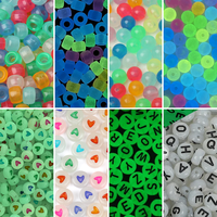 100pcs Luminous Acrylic Beads Pony Beads Glow in the night Letter Heat Spacer Bead For Bracelet Necklace DIY Accessory Wholesale