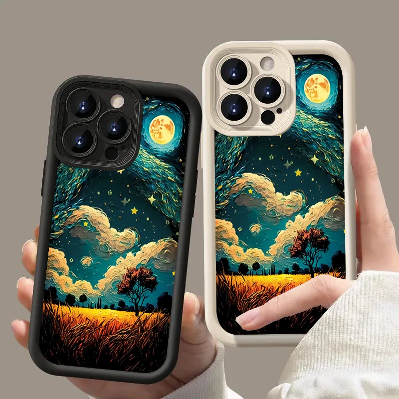 For Xiaomi Redmi Note 13 Pro 4G Case Redmi Note 10 12 13 11 Pro Plus 5G 12S 11S 10S 12C 13C Starry Sky Oil Painting Back Cover