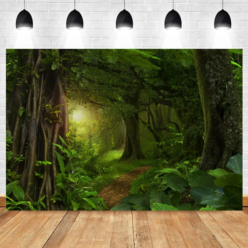 Spring Forest Backdrop Tropical Jungle Rainforest Backdrops for Photography Camping Adventure Birthday Background Photo Studio