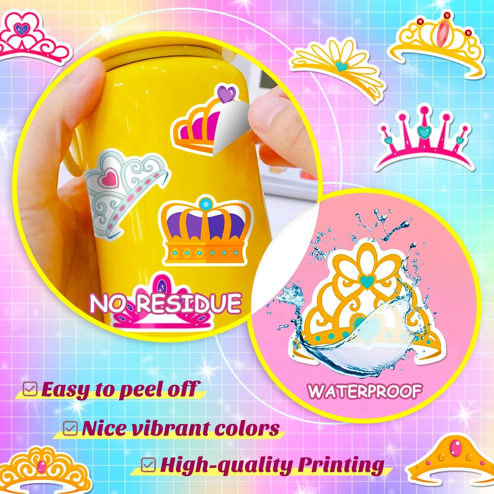 50PCS Cartoon Krone Aufkleber Prinzessin Liebe Kaiser Graffiti iPad Gepäck Helm DIY Wand Aufkleber Spielzeug Dekoration