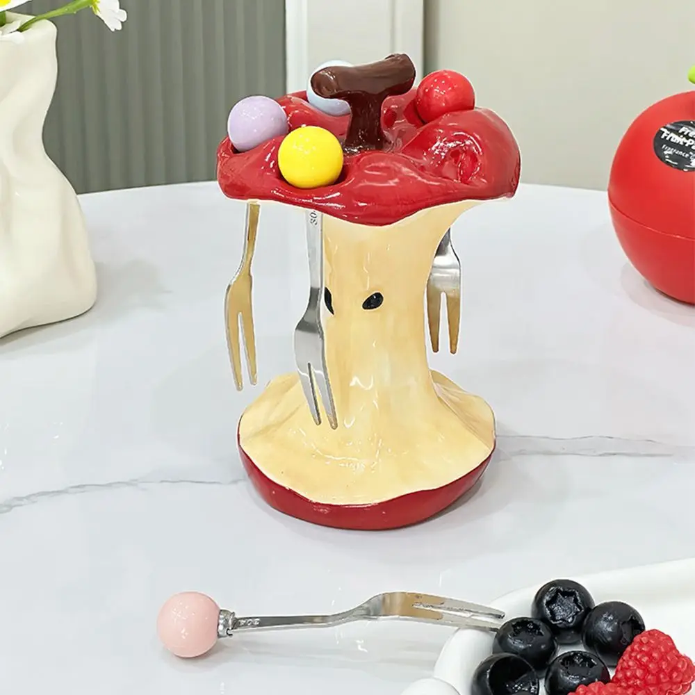 

Creative Colorful Fruit Fork Set Portable Comfortable Grip Dessert Fork with Holder Decorative Reusable