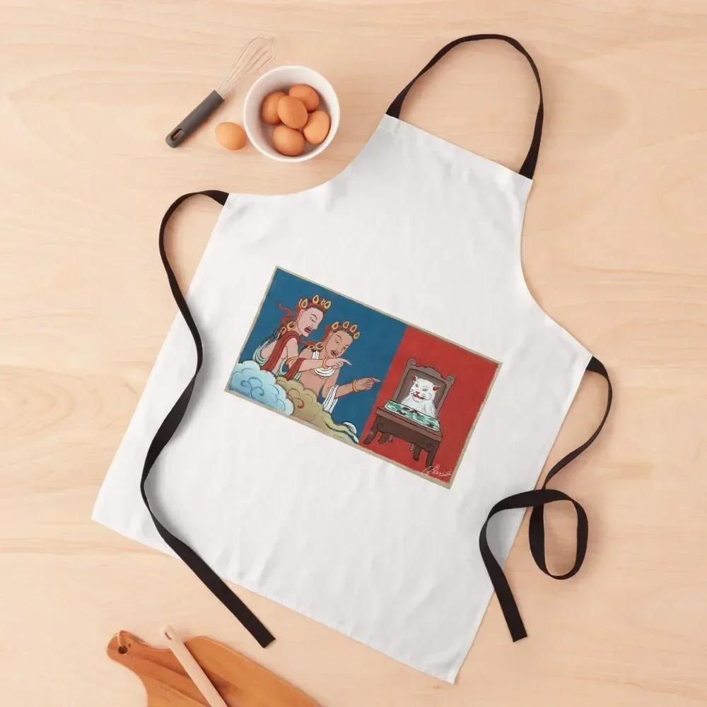 

Thangka Cat Meme Apron Women's Home Clothes Things For Home And Kitchen cooks clothes Apron