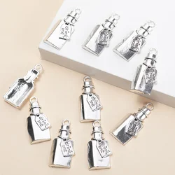 Trendy Antique Silver Plated Winebowl Wine Bottle Chrams Metal Alloy Pendant DIY Charms DIY Jewelry Findings 33*15mm