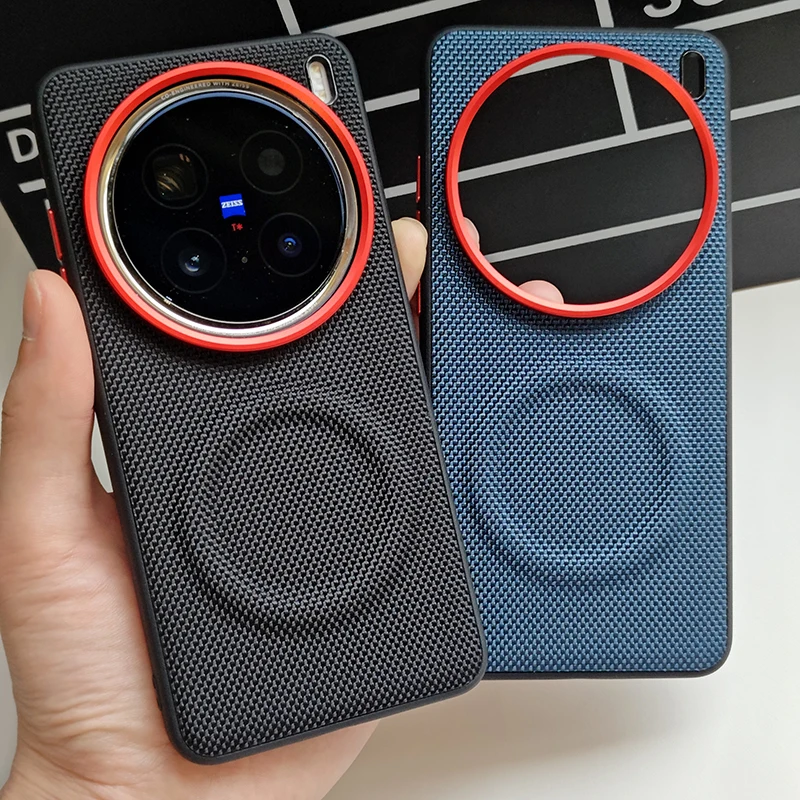 

For Vivo X200 Ultra X200 Pro Mini Magnetic Case Slim Soft TPU+Nylon Back Case Shockproof Matte Luxury Shockproof Skin Cover