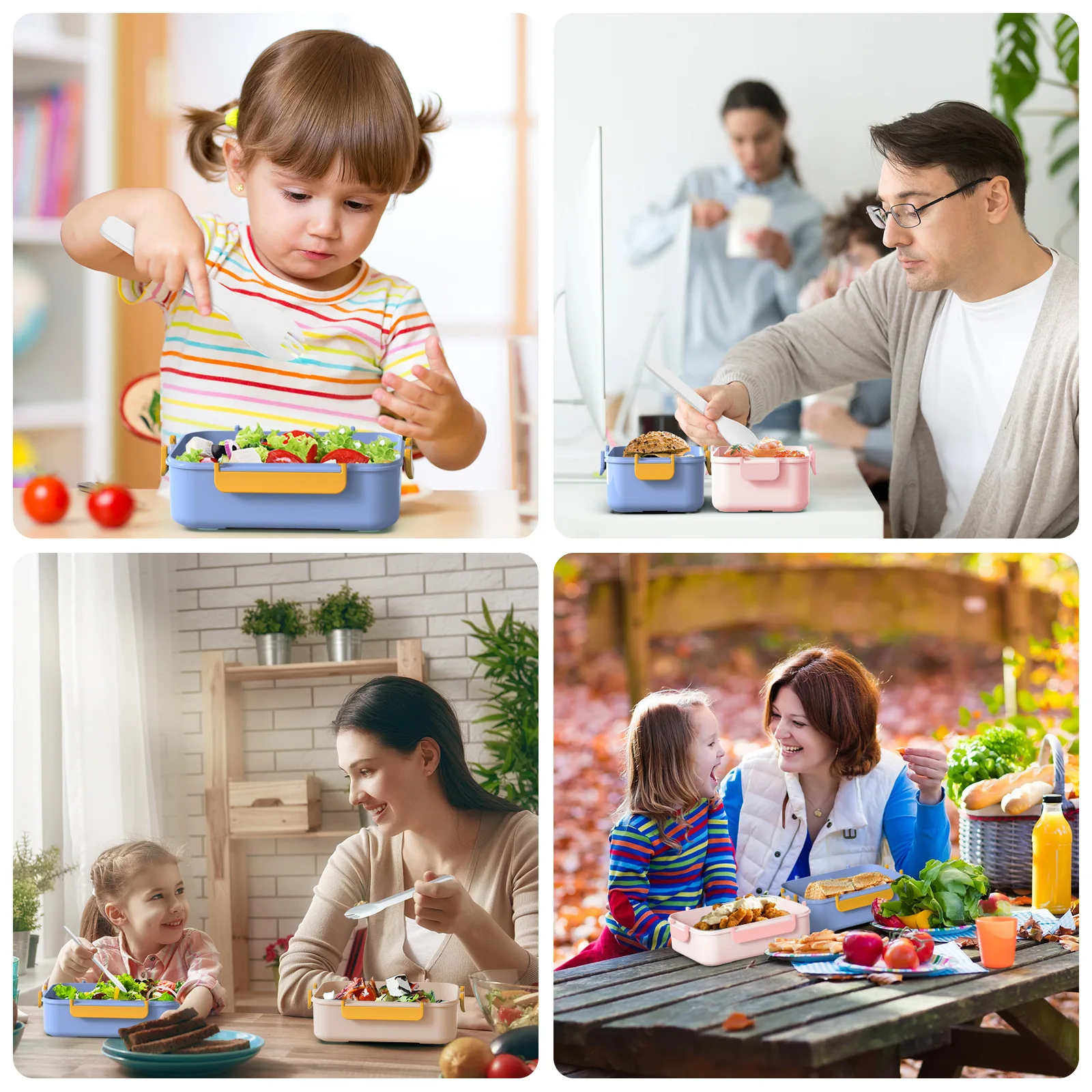 صندوق غداء بينتو قابل للتكديس للأطفال البالغين، حاويات تخزين الطعام المقاومة للتسرب سعة 2150 مل لتناول الطعام والعمل والنزهة والمدرسة #6