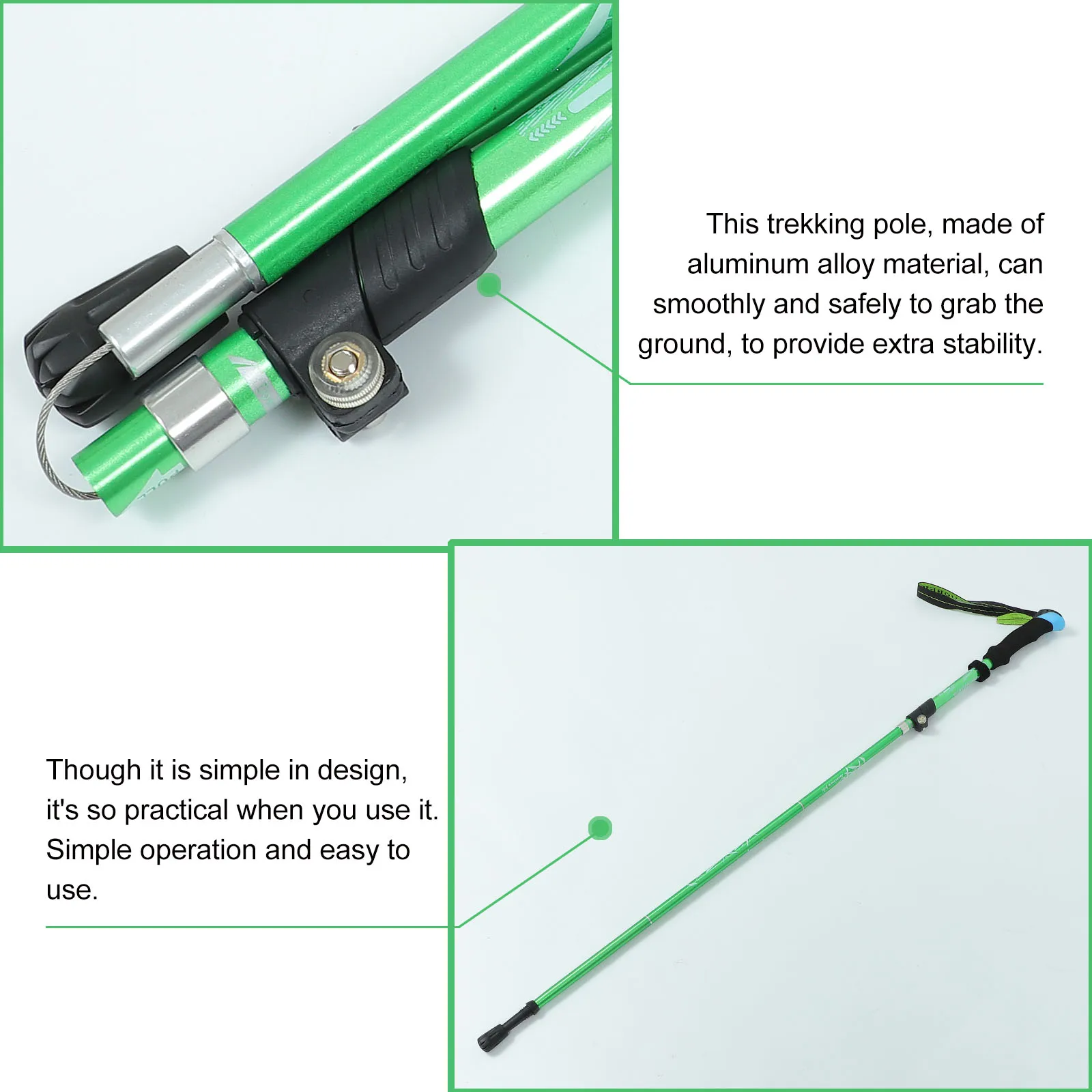 

Aluminum Alloy Adjustable Walking Stick Durable Trekking Pole Ergonomic Design Outdoor H Crutch Foldable Cane Health