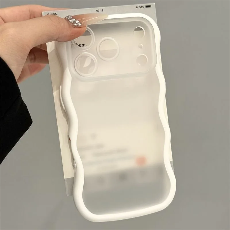 Coque de téléphone translucide de luxe à bords ondulés mats pour iPhone 18 Pro Max 17 16 15 14 13 12 Pro Max, coque de protection antichoc en silicone