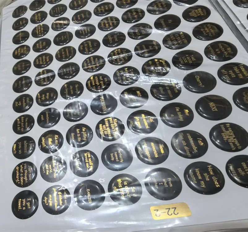 Customized 3D Gold Epoxy Resin Dome Stickers Transparent Waterproof Label Printing for Refrigerators