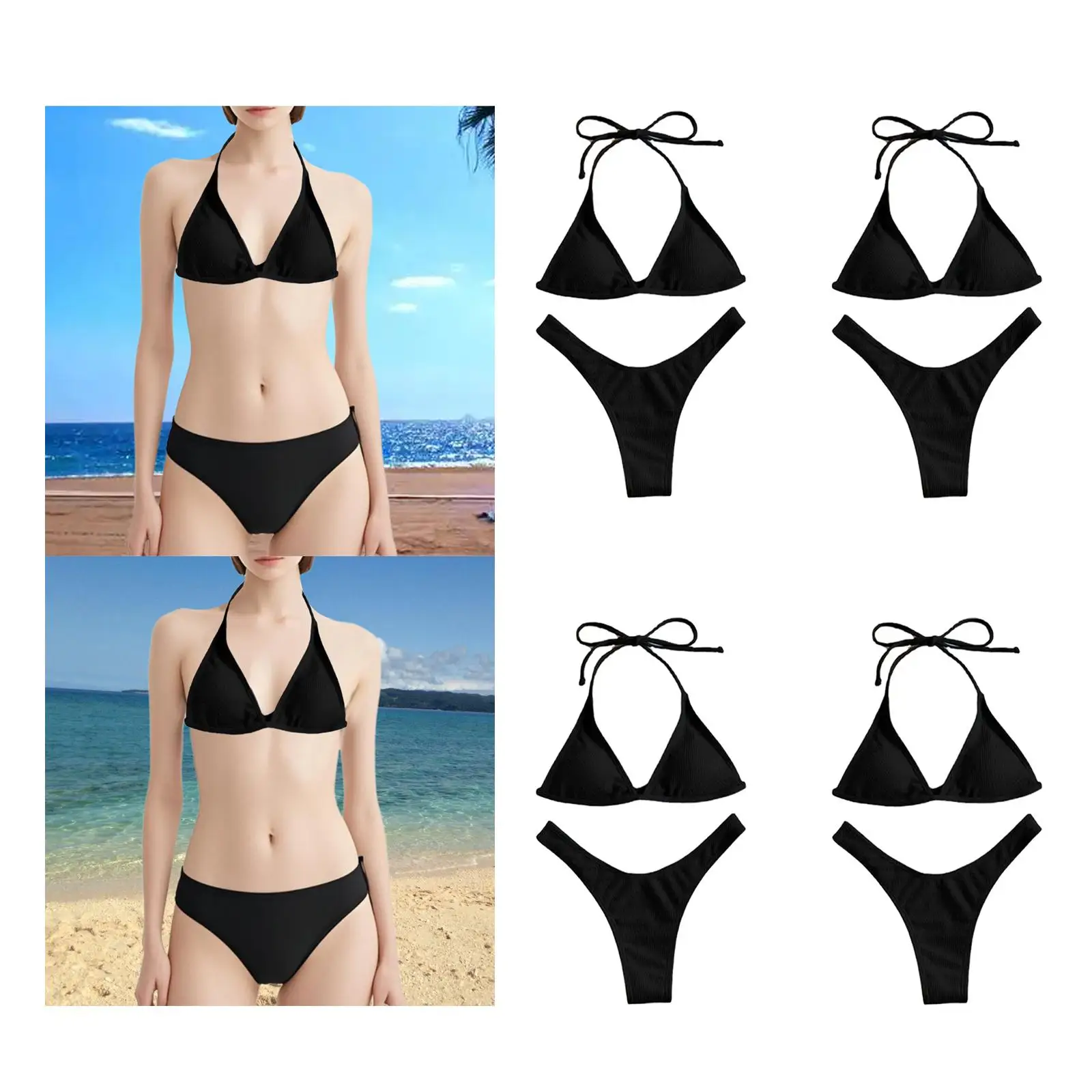 

Women's Triangle Bikini Set Swim Suit Top and Bottom for Club Travel Salons