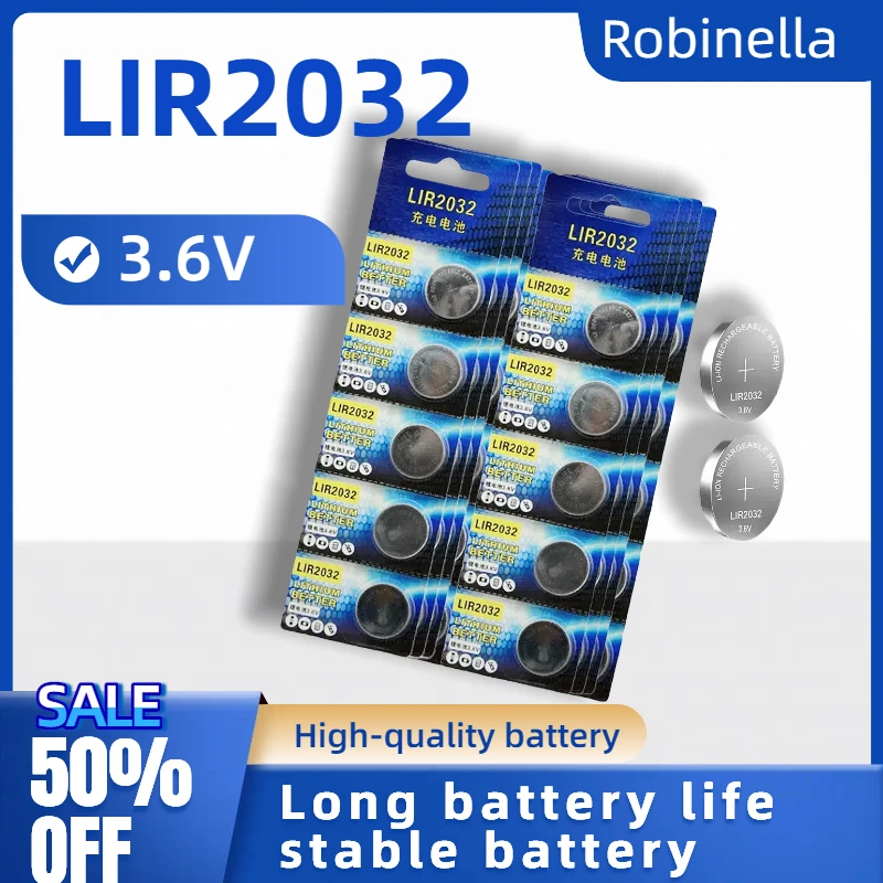 خلية عملة LIR2032 LIR2025 3.6 فولت قابلة لإعادة الشحن، 5-30 قطعة للوحة الأم المكتبية BIOS، احتياطية لذاكرة CMOS، صيانة الكمبيوتر