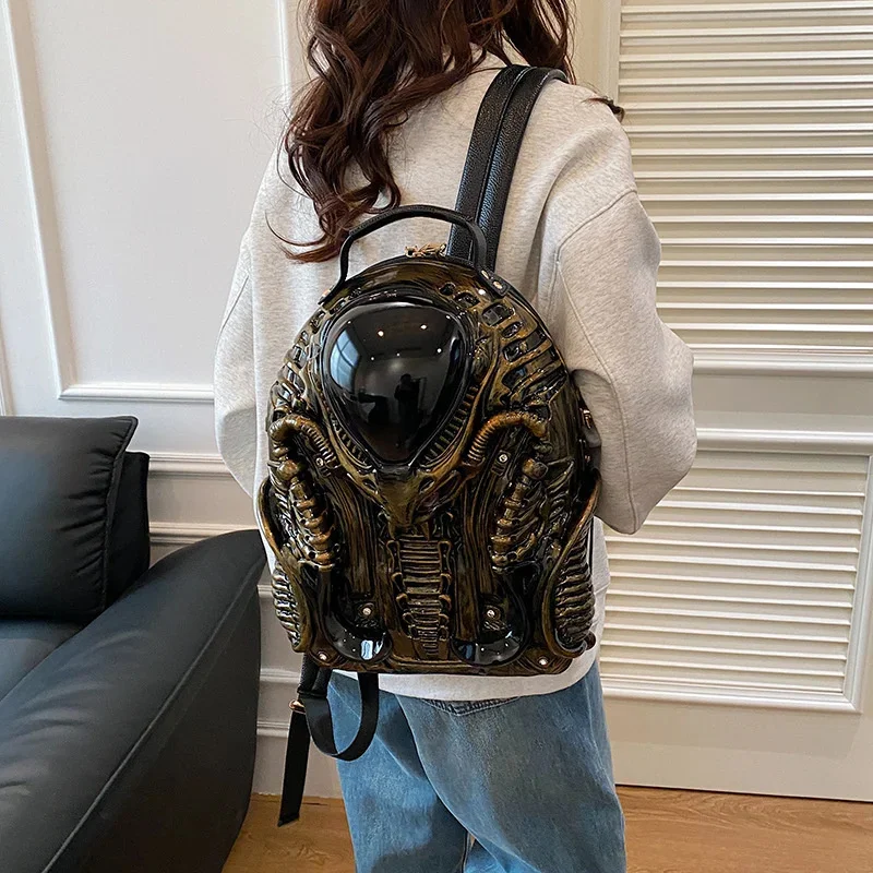 

Backpack 2025 New Fashion Design Personalized Large Capacity Acrylic Alien Punk Style Shoulder Bag Trend Bags For Women Man