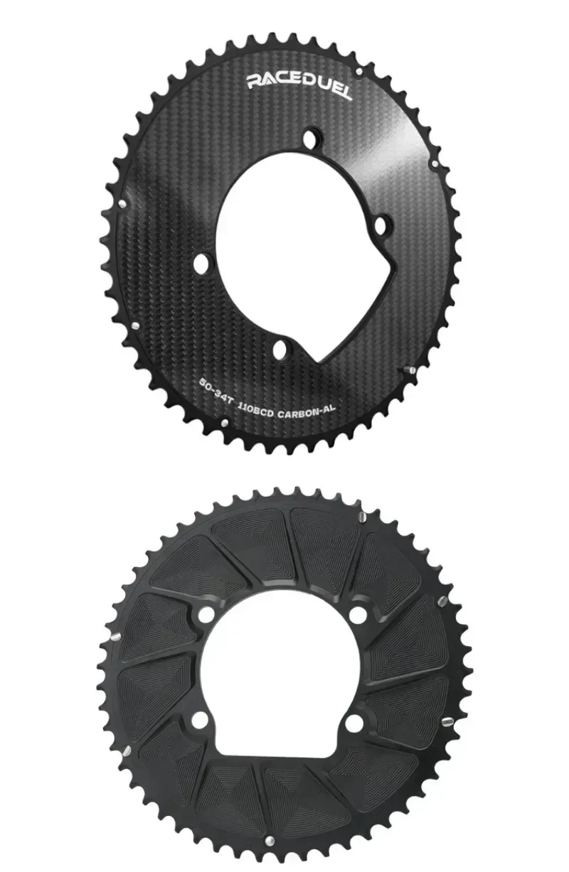 RACEDUEL 110BCD Carbon Crankset 11/12 Speed Double Chainring for Shimano R7000 R8000 R9100 R9200 50-34T/52-36T/53-39T/54-40T