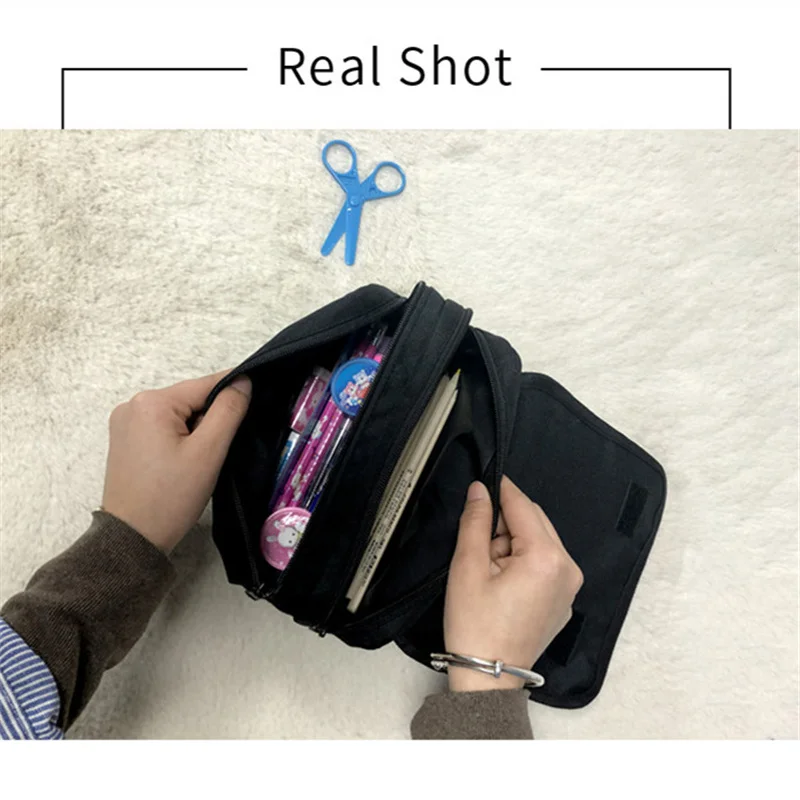 Astronaut Canvas Pencil Case Storage Bag Large Capacity Student Pen Case Boy Stationery Double Zipper Pencil Bag School Supplies