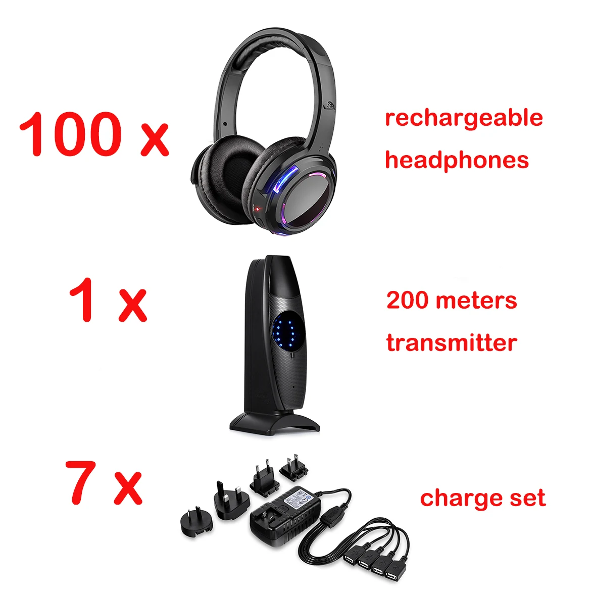 Silent Disco Led draadloze hoofdtelefoon voor feest Verschillende bundels naar keuze