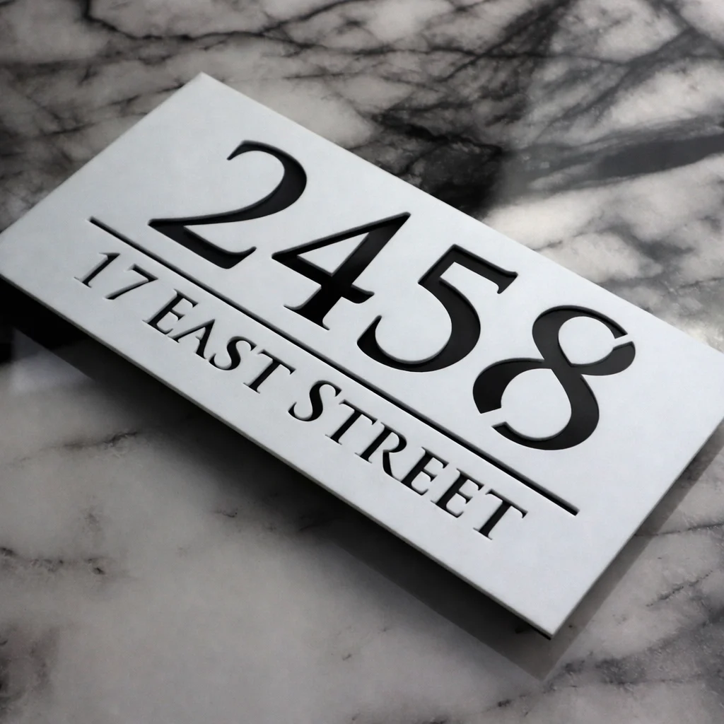

Personalized Modern Acrylic House Number Sign Custom Address Plaque Cut Door Plate Outdoor Mounted Street Name Sign Home Decor