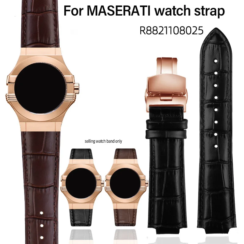 Cowhide watch strap For MASERATI Men‘s Watches R8821108025 R8851108002 Replacement Bracelet for THEAGE 21mm 24mm Black brown