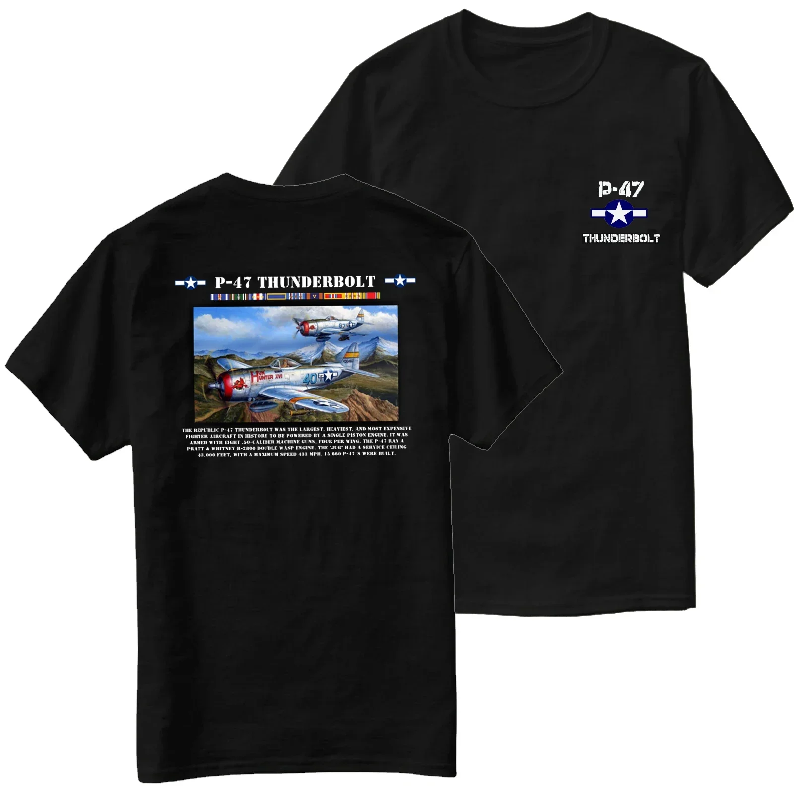 

WWII USAF P-47 Thunderbolt Fighter T-Shirt 100% Cotton O-Neck Summer Short Sleeve Casual Mens T-shirt Size S-3XL
