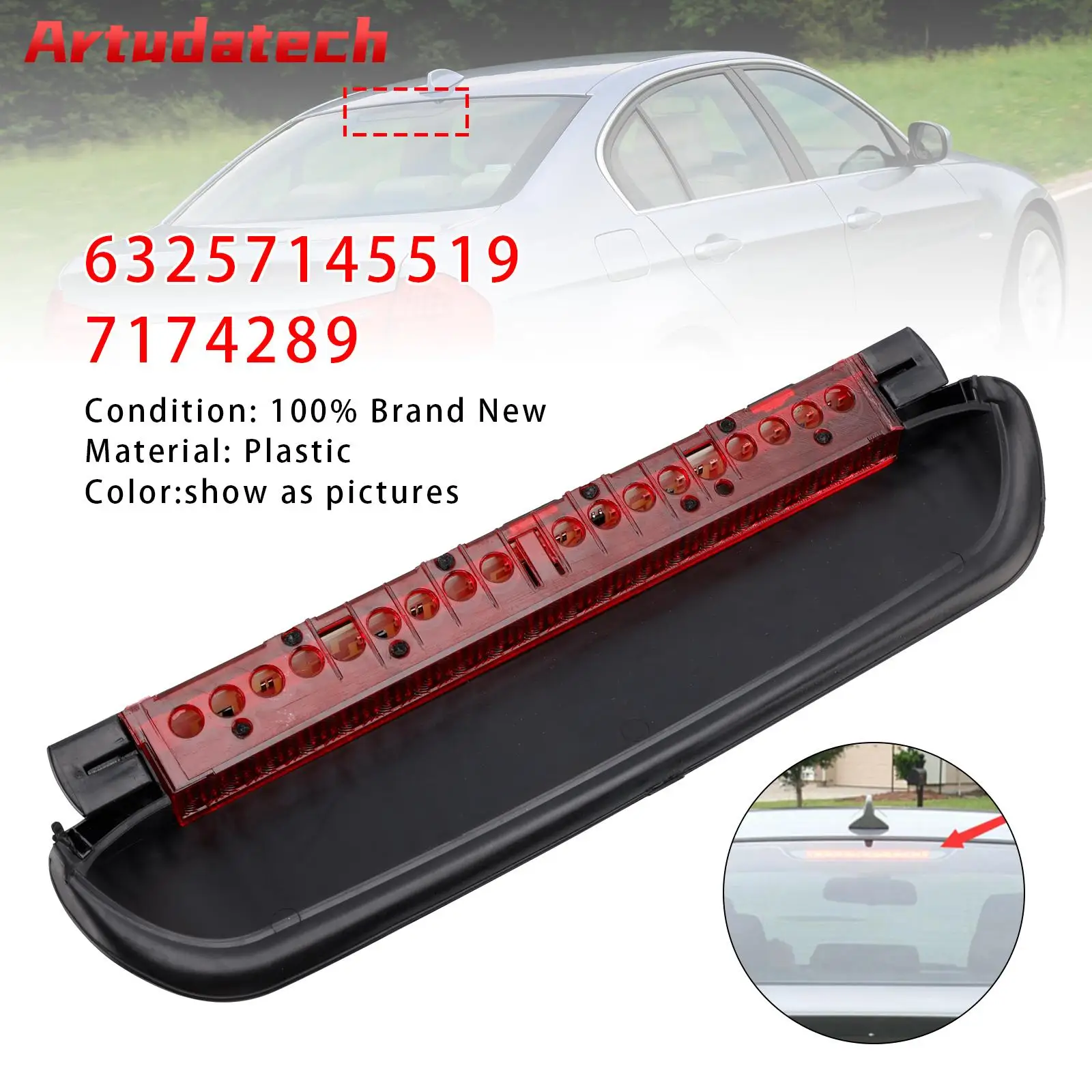

Artudatech 3rd Brake Light Rear 63257145519 For BMW 3 Series E90 2005-2012 Red