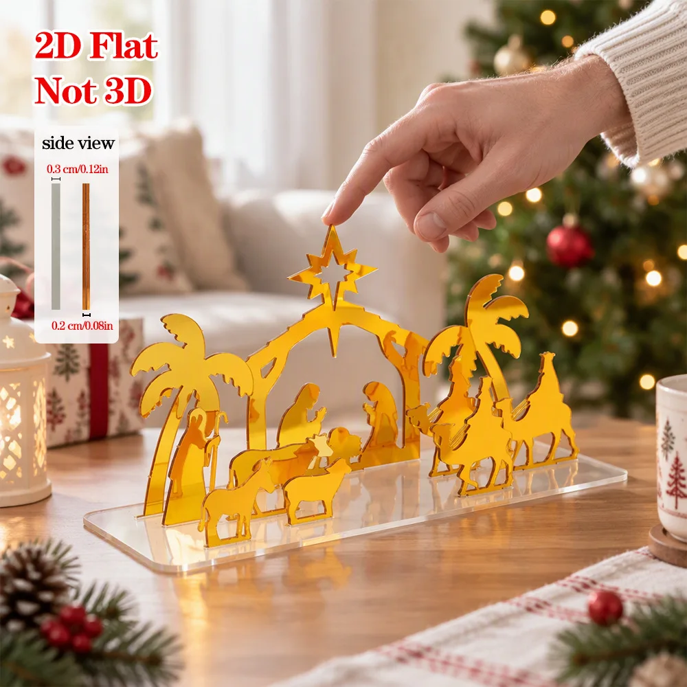 Nativity Scene Acrylic Tabletop Decor,Christmas Birth of Jesus Ornament,Festive Home Decoration,Creative Holiday Gift for Family