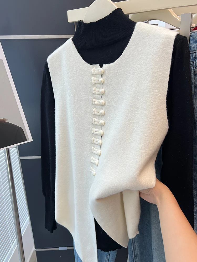Comfortable Soft Camere Knitted Sweater  Color Svel Women's Vest Faionable Simple Versatile oulder Bared Vest