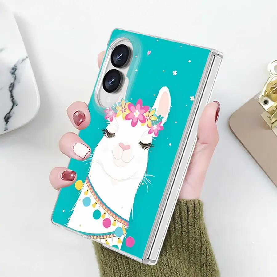 Camel With Flower Wreath Transparent Phone Cover Case for Samsung Galaxy Z Fold 8 ZFold 8 PC Hard Luxury ZFold8