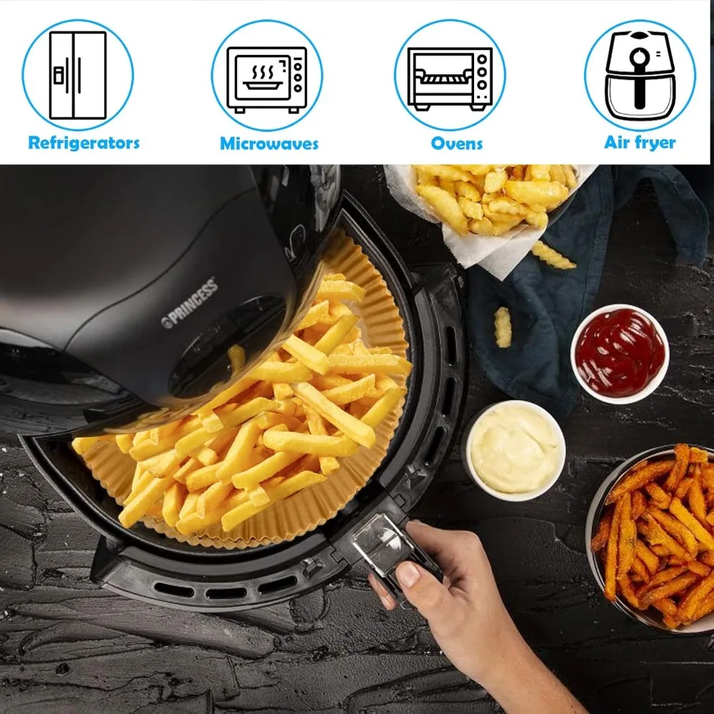 50/100pcs Air Fryer Disposable Paper Round/Square/Rectangle Liner Non Stick Special Round Size Baking Papers Kitchen Accessories