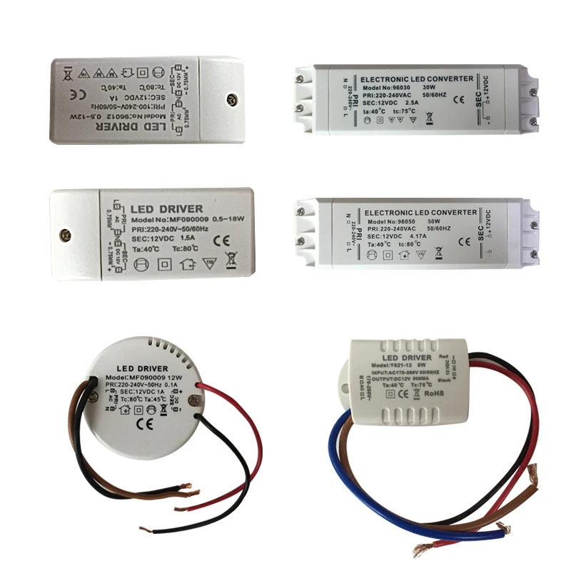 Transformador de Controlador led, fuente de alimentación para lámpara led, luz descendente, CE UKCA 50w 30w 18w 12w 6w dc 12V 1A