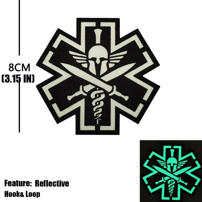 Spartan Medic Tactical Embroidered Patch Military EMT Armband Cloth Hook And Loop Fasten Patches For Backpack jacket view 2