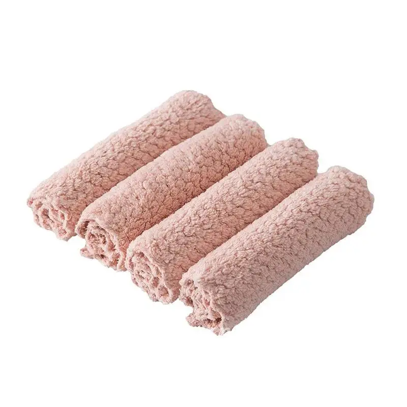 2/4/8pcs Soft Microfiber Kitchen Towels Absorbent Dish Cloth Anti-grease Wipping Rags Non-stick Oil Household Cleaning Towel