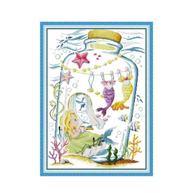 Mermaid's Boudoir 1 cross stitch kit 14ct 11ct count print canvas stitches embroidery DIY handmade needlework