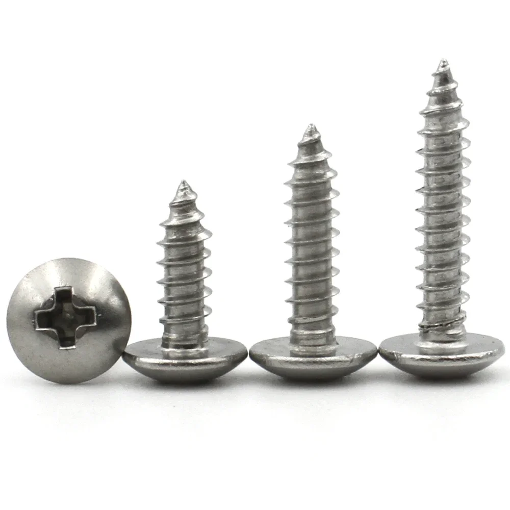 M3 M4 M5 M6 304 Stainless Steel Phillips Recessed Truss Head Self-tapping Cross Mushroom Head Wood Screws length:6-40mm 20-55pcs