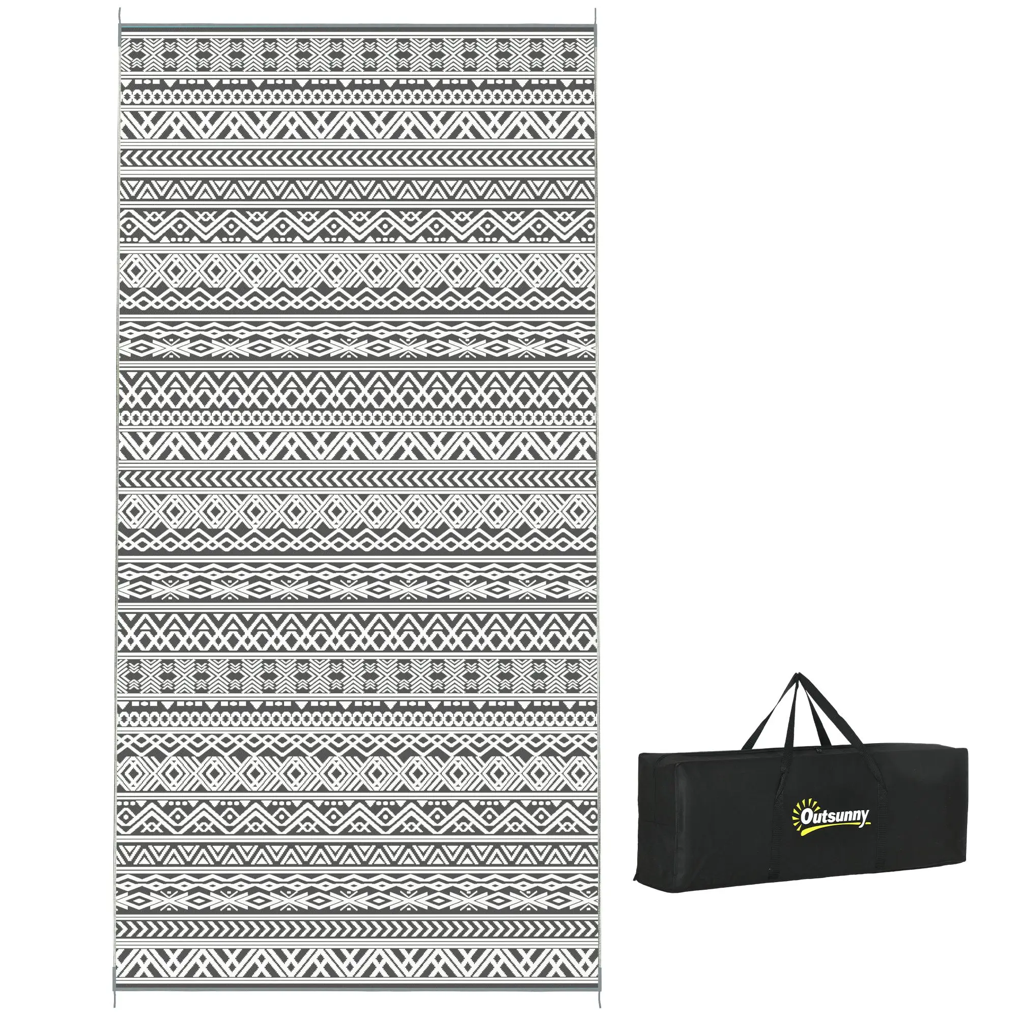 

Outsunny Reversible Outdoor Rug, 9' x 18' Waterproof Plastic Straw Floor Mat, Portable RV Camping Carpet with Carry Bag, Large F