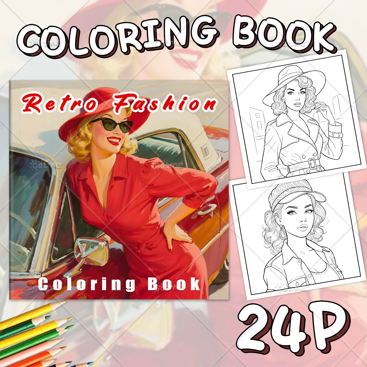 Retro Fashion Bold-easy Patterns Coloring Book for Adults Cute Drawing Book Perfect Gift for Party and Birthday