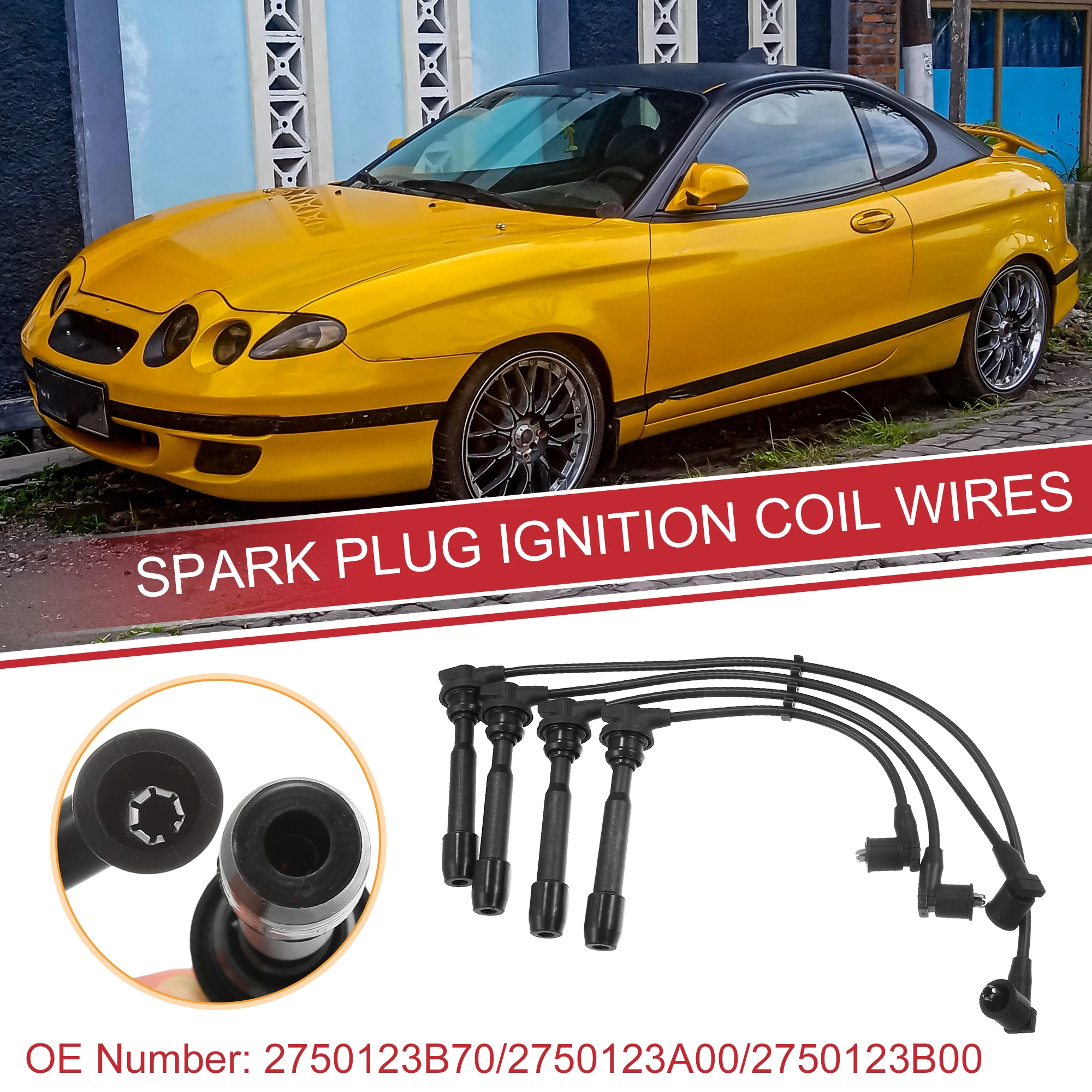 

UXCELL 4pcs Spark Plug Wire Ignition Coil Cable No.2750123B70 for Hyundai Elantra 1.8L