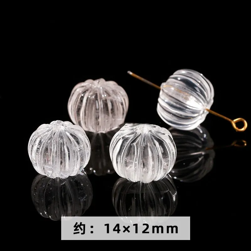 5pieces white Crystal carved pumpkin 14*12mm full hole for DIY jewelry making  loose beads  FPPJ wholesale nature