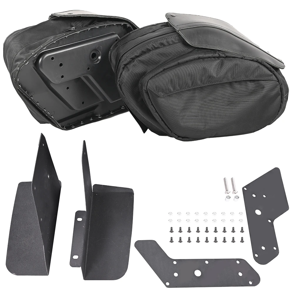 

Motorcycle Accessories Black Club Style Rigid Leather Saddlebag Rear Bags for Harley Softail Low Rider S Street Bob