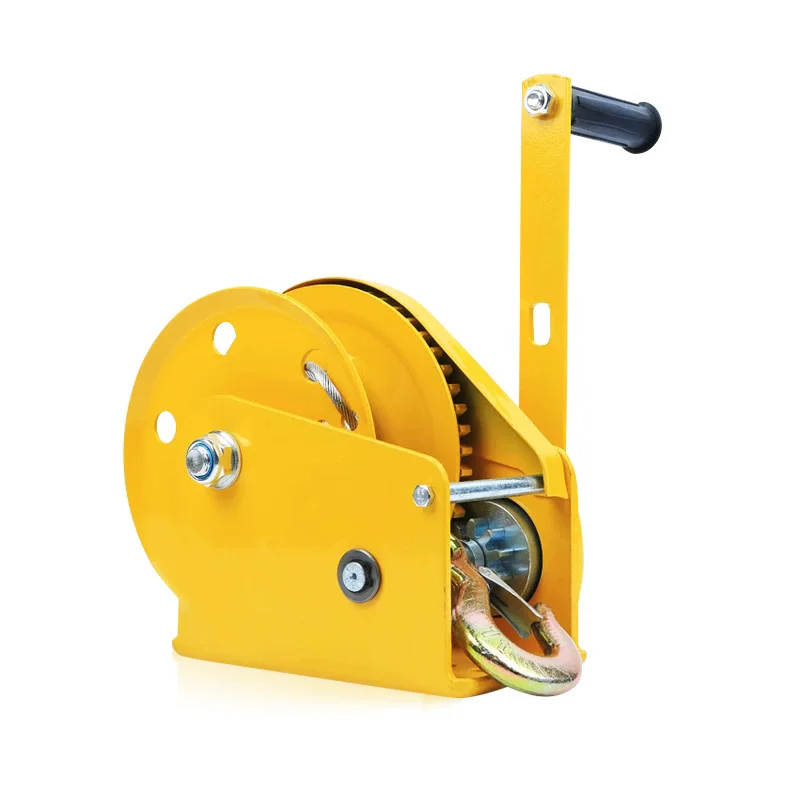 1200lbs Manual Hand Winch Self-Locking Gear Crank Winch Portable Lifting Hoist Pulling Tool for Boat Trailer Cargo Towing Device