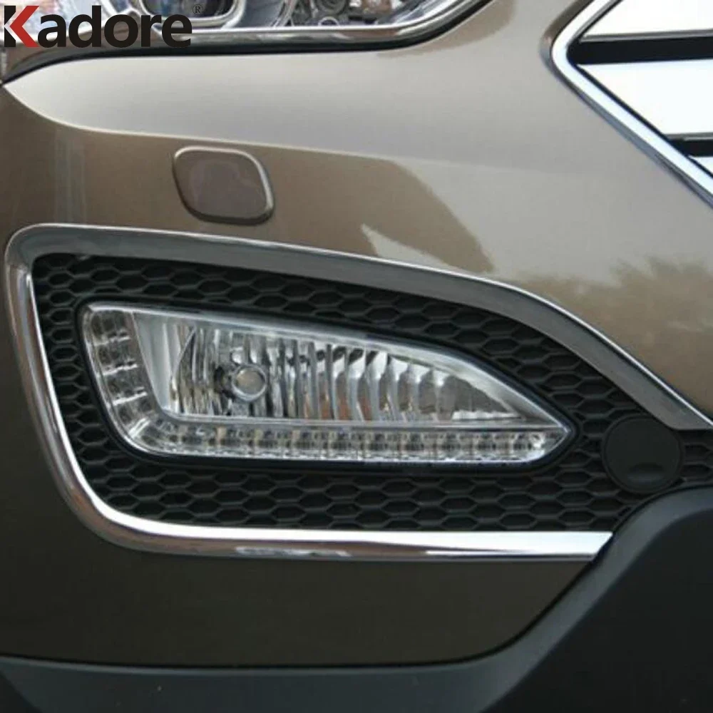 

Front Fog Light Lamp Cover Trim For Hyundai Santa Fe IX45 2013 2014 2015 Chrome Car Accessories Head Foglight Bezel Trims