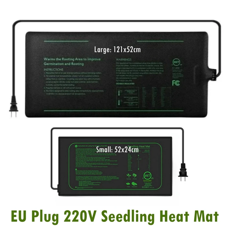 2 Sizes 220V EU Plug Seedling Heat Mat Waterproof Warm Hydroponic Heating Pad for Seed Starting Greenhouse Rooting Germination