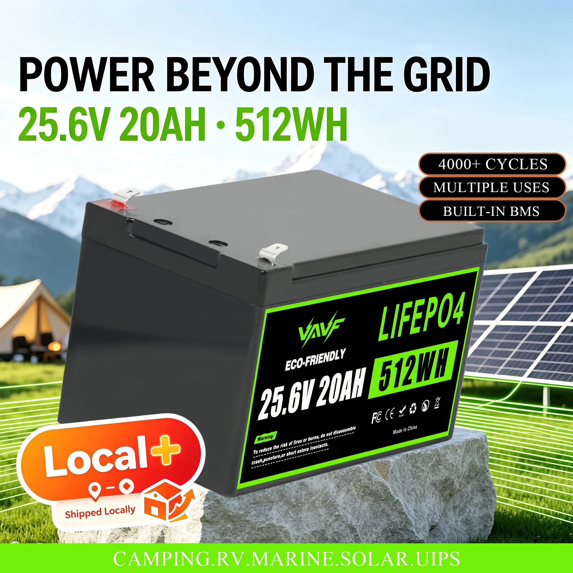 20000mAh 24V LiFePO4 Batteriepack mit hoher Sicherheit, Lagerbestand in Europa, für Solar-Off-Grid-Systeme, Marineboote, Wohnmobile, Camper, USV-Notstromversorgung, Fischfinder, schnelle Lieferung vor
